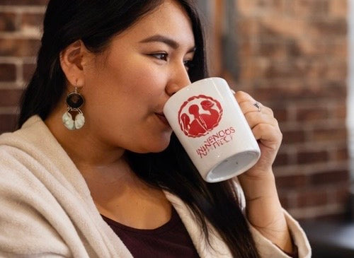 The Indigenous Auntie Co. Valentines Day Red Logo Latte Mug