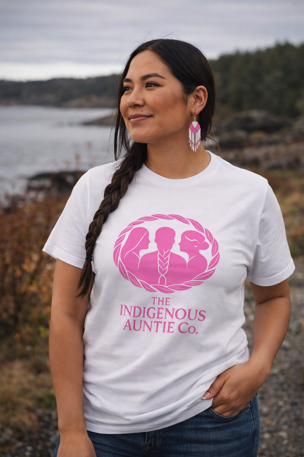 Indigenous Auntie Co. Valentine’s Day Pink Logo T-Shirt